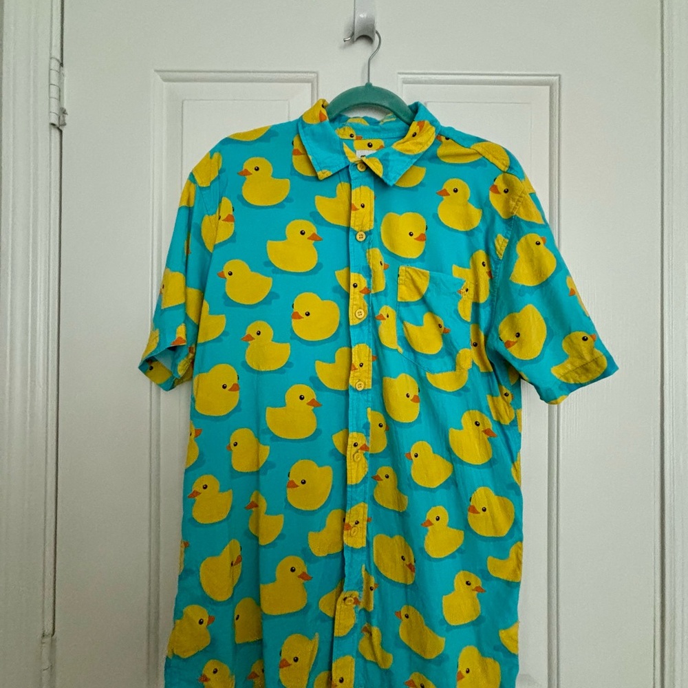 Tipsy Elves Women’s Hawaiian Shirt Duck Print Button-Up Shirt